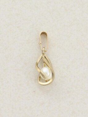 Pendant Only 14k Yellow Gold Freshwater Pearl Pendant 7/8" x 1/4"